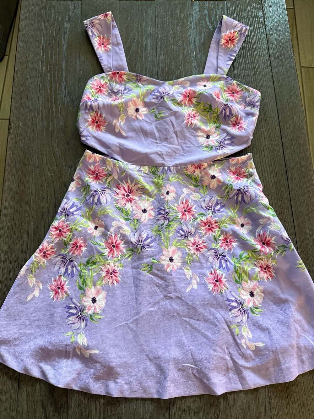 Floral Sweetheart Cap Sleeve Cutout Mini Fit And Flare Dress Size Small